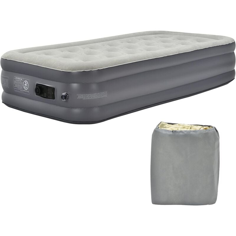 

COSTWAY Colchón Individual de Aire Cama de Aire Portátil con Bomba Incorporada, Estructura Coil Beam, Cama Inflable Elevada