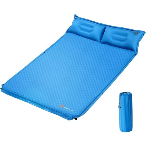 COSTWAY Colchón para Acampar con Almohada Colchoneta Autoinflable para 2 Personas Colchón Doble en Espuma para Camping Senderismo Vacaciones (Verde)