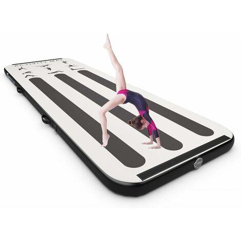 COSTWAY Colchoneta de Gimnasia de 300 cm con Bomba Eléctrica Colchoneta Inflable de Entrenamiento para Yoga con Bolsa de Transporte Multicolor