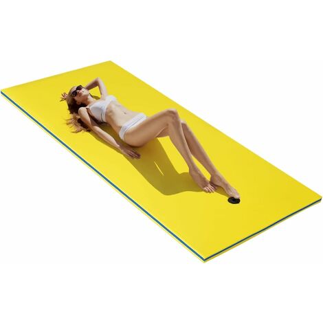COSTWAY Colchoneta Flotante 220 x 90 cm, Resistente a Las Rasgaduras con 3 Capas de Espuma XPE (Amarillo)