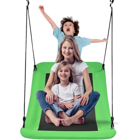 COSTWAY Columpio 81 x 152 cm/Columpio de Exterior en Tejido Oxford PP y Acero/Columpio con Cuerdas Regulables (Verde)