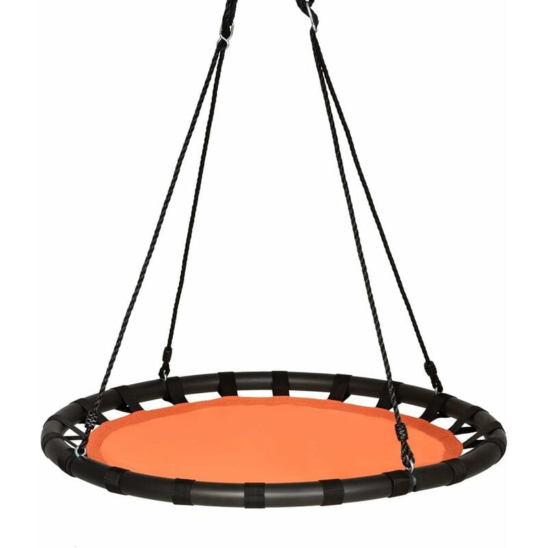 

COSTWAY Columpio Nido de Ø100cm Redondo 100-160cm Cuerda Ajustable Carga hasta 150kg (Naranja)