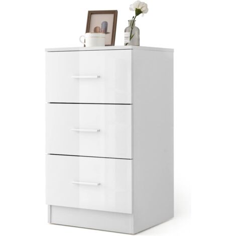 COSTWAY Comodino Camera da Letto 37 x 34 x 66,5cm, Cassettiera in Legno Moderno con 3 Cassetti, Mobile Salvaspazio per Soggiorno, Ufficio e Camerretta (1, Bianco)