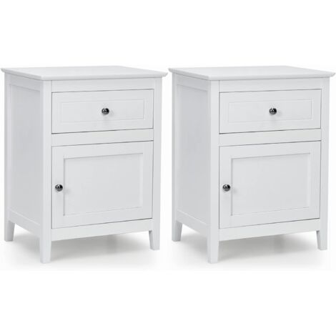 COSTWAY Comodino Moderno, Tavolino con 2 Livelli e Superficie Spaziosa, Mobile da Divano con Cassetto in Legno per Camera da Letto Salone e Ufficio, 48 x 38 x 63,5 cm (2, bianco)