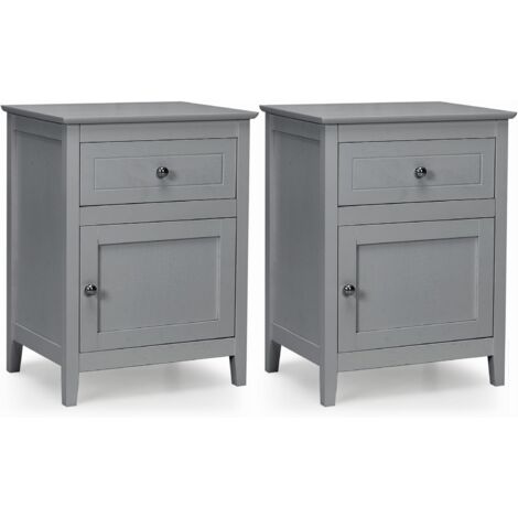 COSTWAY Comodino Moderno, Tavolino con 2 Livelli e Superficie Spaziosa, Mobile da Divano con Cassetto in Legno per Camera da Letto Salone e Ufficio, 48 x 38 x 63,5 cm (2, grigio)