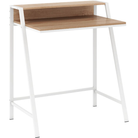 COSTWAY Computer Desk 80 CM Small Desk Compact Desk with Monitor Stand-Natural