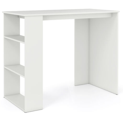 COSTWAY Computer Desk 90cm Study Desk Wooden Writing Desk w/Bookshelf-White