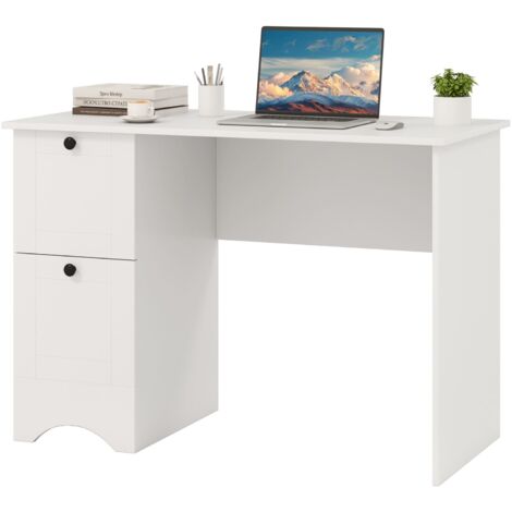 COSTWAY Computer Desk Home Office Writing Desk Study Desk w/2 Drawers-White