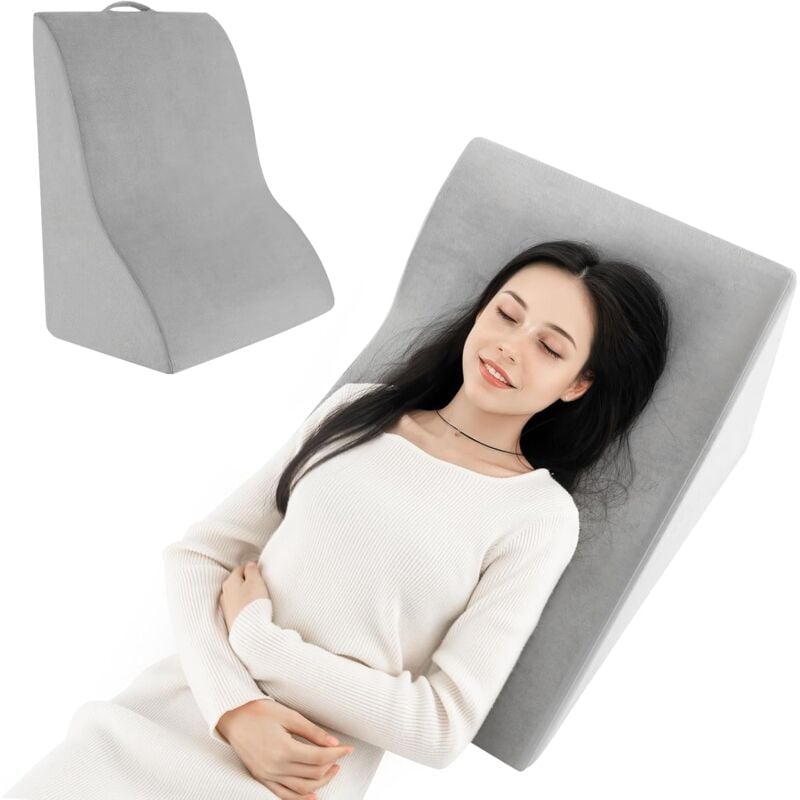 Costway - Coussin Élévateur de Jambes, Coussins Repose-Jambes Mousse à Mémoire de Forme, Housse Lavable en Machine, Oreiller Triangulaire