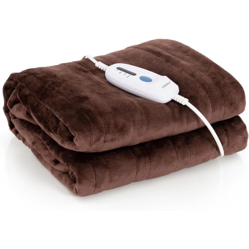 Couverture Chauffante Électrique 150x200cm 4 Niveaux de Chauffage, Télécommande Minuterie D'arrêt Automatique 8H, Couverture en Flanelle Confortable