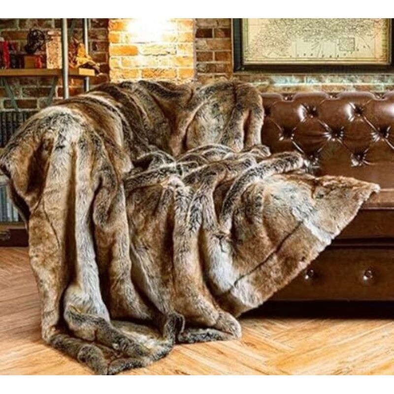 COSTWAY Couverture en Polaire 150 x 200 cm, Plaid en Fausse Fourrure Chaude et Moelleuse, Épaisse, Jeté de Canapé Confortable pour Lit, Canapé,