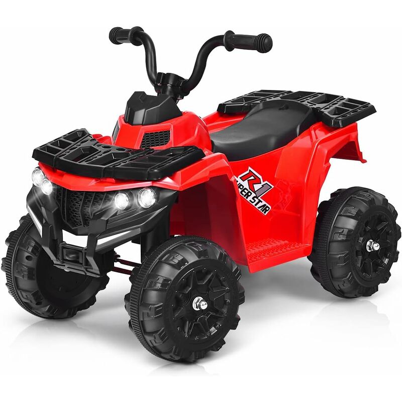

Cuatriciclo Eléctrico ATV Montable para Niños, con Focos, MP3, USB, Volumen Regulable, Juguete Eléctrico con Batería 6 V (Rojo) - Costway