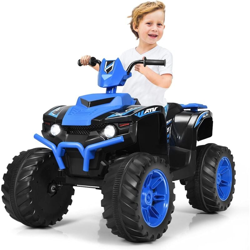 

COSTWAY Cuatriciclo Eléctrico ATV para Niños Cuatriciclo de Batería, Velocidad Alta y Baja, Música y Cuentos, Luces LED (Azul)