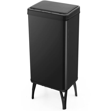 COSTWAY Cubo de Basura Cocina 50 L, Papelera Cocina Inteligente con Sensor de Movimiento Automático, Patas Desmontables, Cubo Basura de Metal de Diseño Elevado, para Cocina, Oficina (Negro)