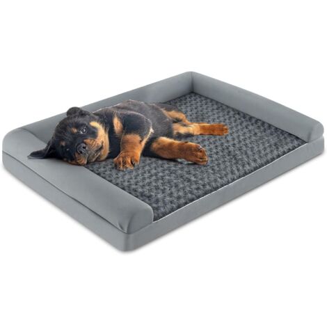 COSTWAY Cuccia Cane Interno in Schiuma, Brandina per Cani con Cuscino, Copertura Rimovibile e Tessuto Interno Impermeabile, Lettino per Animali Domestici, Grigio (122 x 89 x 18 cm)