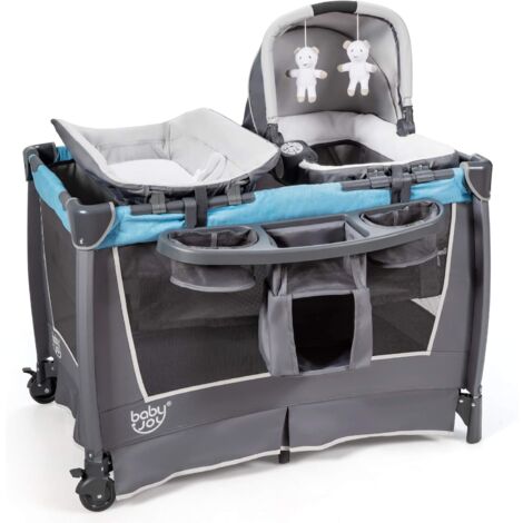 Blu Cestino Lettino Neonato Portatile con Materassino Rimovibile e Zanzariera Borsa Culla da Viaggio Pieghevole 