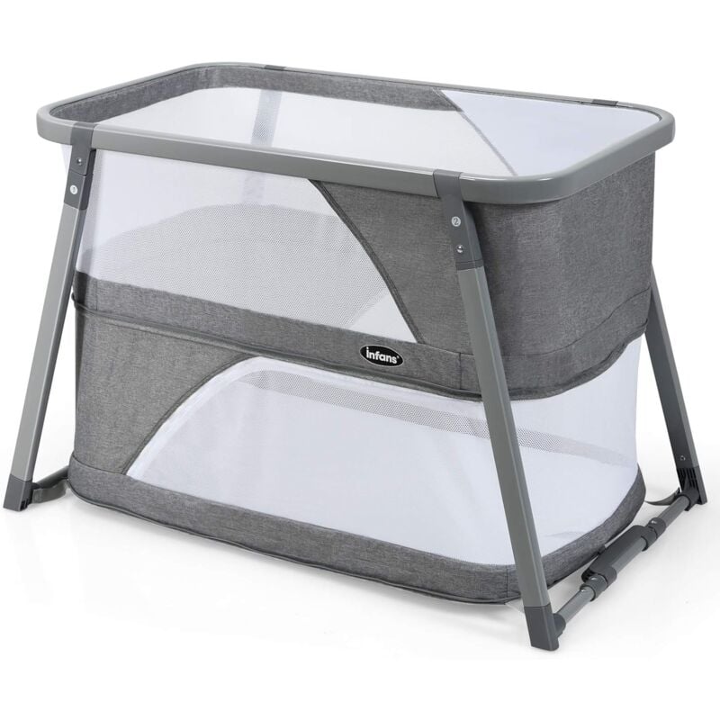 

Cuna 3 en 1 Plegable para Niños, Cama de Viaje Portátil, Camita para Niños con Función Oscilación - Costway