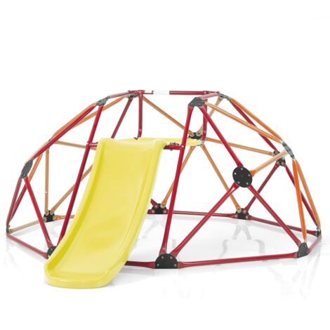 COSTWAY Cupola di Arrampicata, Struttura per Arrampicata con Scivolo, Capacità di Carico di 180 KG, per Bambini da 3 a 10 Anni, Ideale per Palestra, Cortile e Giardino (Stile 2 Arancione)