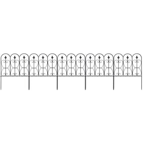 COSTWAY Decorative Garden Fence Folding Wire Patio Fences W/ Arched Design