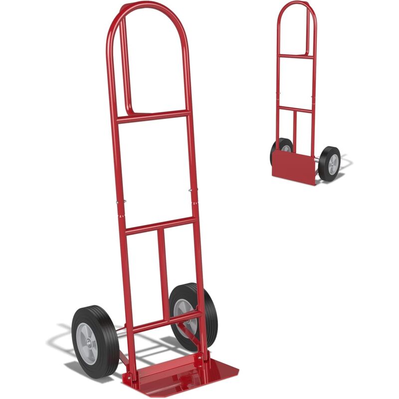 Diable Pliant avec Roues de 25 cm Charge 300KG Zone de Chargement Pliable, pour Levage Livraison Déplacement, 51 x 48 x 132 cm Rouge - Costway