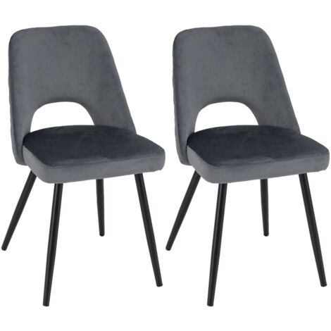 COSTWAY Dining Chair Set of 2 Upholstered Living Room Chair Adjustable Foot Pads