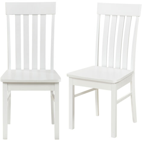 COSTWAY Dining Chairs Set of 2 Dining Room Chairs with Hollowed Backrests-White