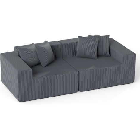 COSTWAY Divano a 2 Posti, Divanetto Imbottito in Velluto，4 Cuscini Aggiuntivi, 204x89x64 cm