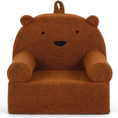 COSTWAY Divano per Bambini a Forma di Orsacchiotto, Poltrona in Tessuto Teddy Morbido,3+ Anni