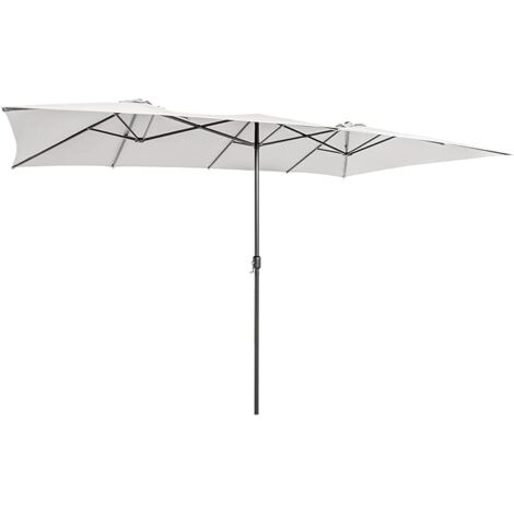 COSTWAY Doppelsonnenschirm 426x265cm, UV Schutz, mit Kurbel, Rechteckig, Gartenschirm Groß XXL, Terrassenschirm, Marktschirm Beige
