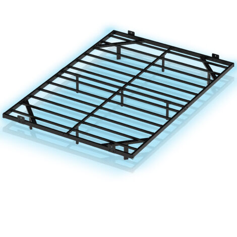COSTWAY Double Floating Bed Frame LED Lights Metal Platform Bed Mattress Black