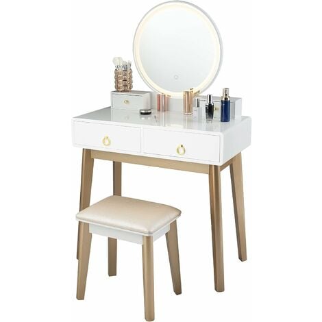 Dressing Table Mirror With Lights, White Wooden Dressing Table Mirror With Lights