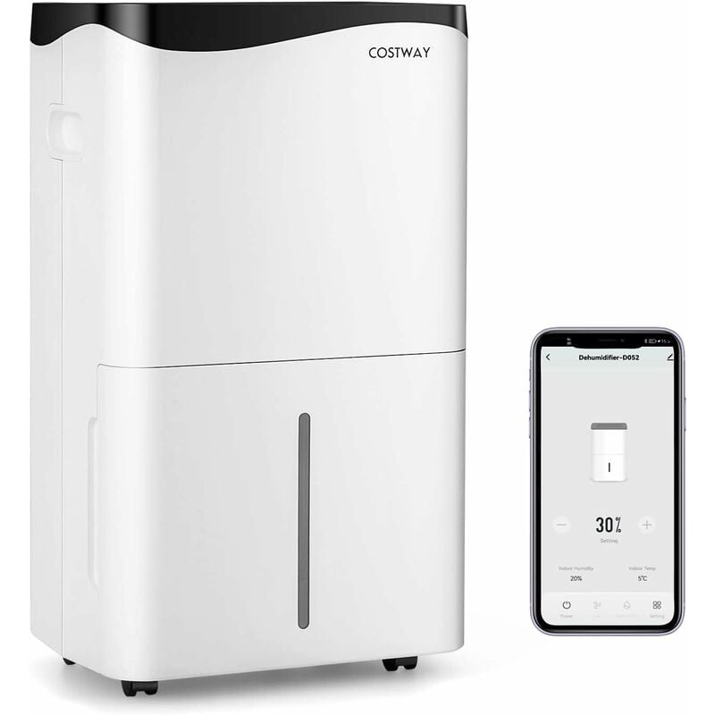 Costway - Déshumidificateur d'Air 4 en 1 50 L/Jour pour Espace 60 ㎡Contrôle WiFi Sèche-Linge Ecran led Tactile Mode Sommeil Minuterie