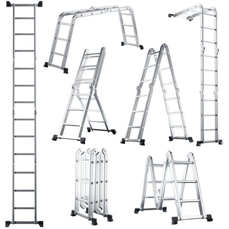 Costway – Échelle télescopique pliable en aluminium 7 en 1 – 370,5 cm – Charge max 150 kg – Marches antidérapantes – Pliée 61 x 26 x 103 cm