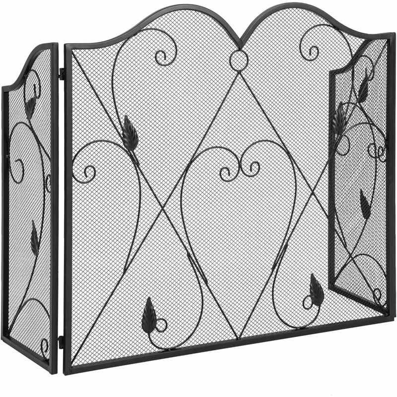 Costway - cran de Cheminée Pliable à 3 Panneaux de 134,5 x 73,5 cm, Pare-Étincelles Décoratif en Maille de Fer, Clôture de Cheminée avec Charnière