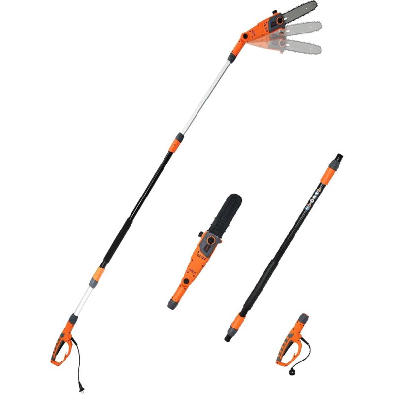 Elagueuse sur Perche Télescopique 212-286 cm 750W Tête Réglable Réservoir d'Huile 60 ml Guide de Chaine 25 cm pour Haie - Costway