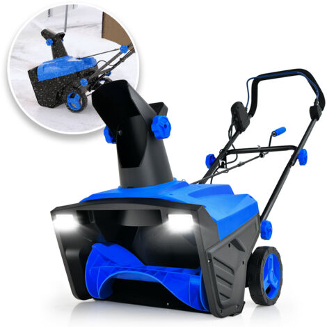 COSTWAY Electric Walk-behind Snow Blower with Dual LED Lights-Blue