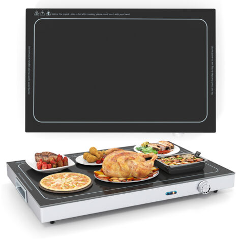 COSTWAY Electric Warming Tray Tempered Glass Top Food Warmer-Black