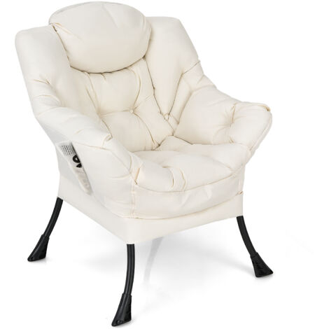 COSTWAY Elegant Polyester Fabric Recliner Chair Lounge Armchair Beige