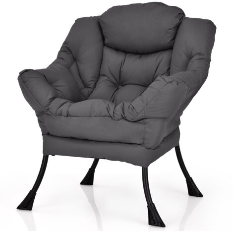 COSTWAY Elegant Polyester Fabric Recliner Chair Lounge Armchair Grey