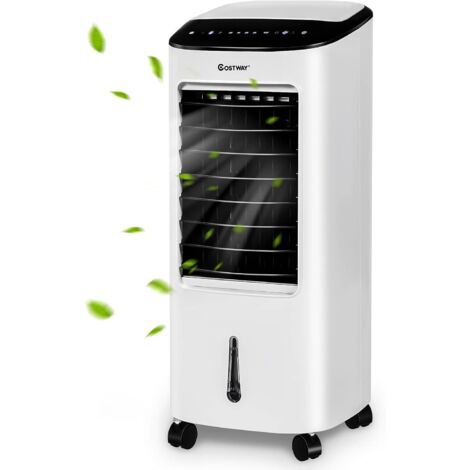 COSTWAY Enfriador de Aire portátil Acondicionador de aire móvil con Ruedas / 65W / Tanque de 7L / Temporizador de 7,5H / Control Remoto / 2 Cajas de Hielo / 3 Niveles