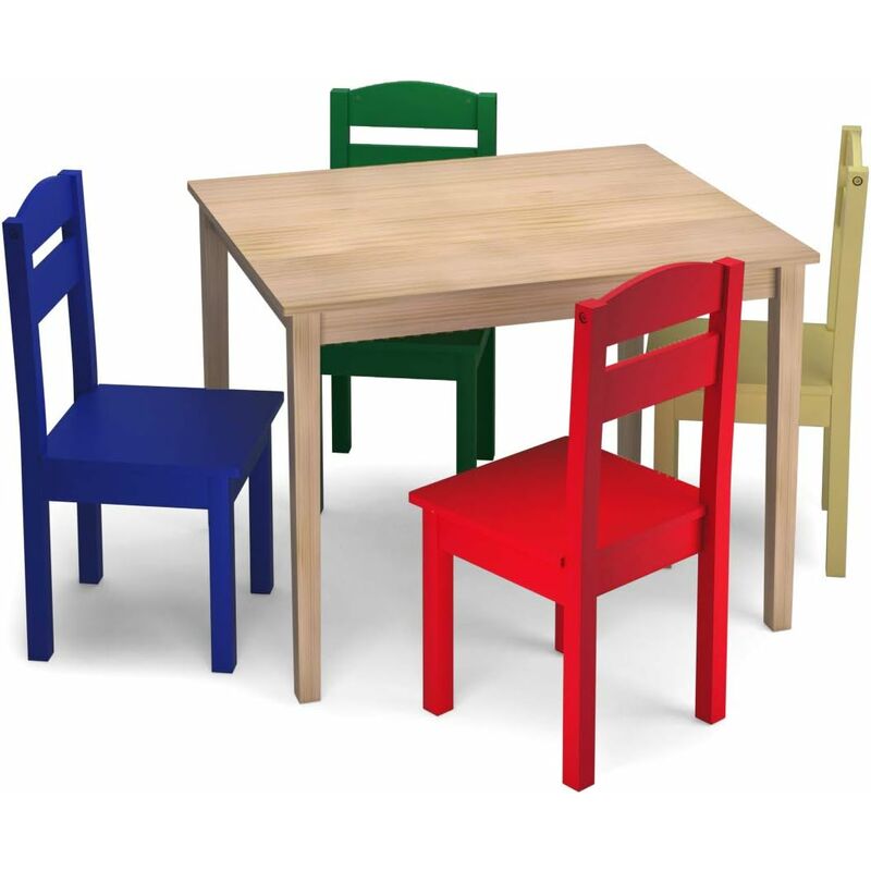 Costway - Ensemble Table et 2 Chaises Enfant en mdf Meuble Bureau pour Enfants avec Images Animaux