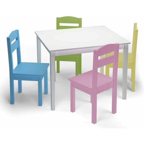 HONNIEKIS Table et Chaise en Bois pour Enfants Jouet de Meubles pour Enfants Table Pomme et 2 chaises 