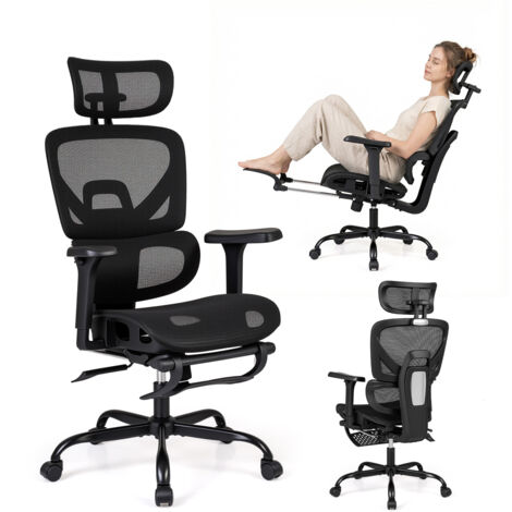 COSTWAY Ergonomic Mesh High Back Office Chair with Footrest Swivel Rolling Black