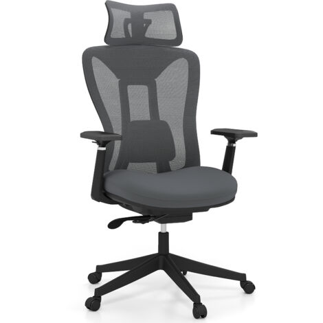COSTWAY Ergonomic Mesh Office Chair High Back Executive Chair w/Headrest-Grey