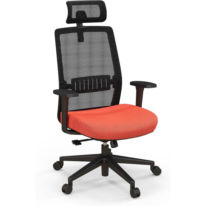 Costway Schwarz Ergonomischer Bürostuhl Mit Hoher Rückenlehne, Lendenstütze & 3D-Kopfstütze, Computerstuhl Bis 180Kg, Für Büro, Arbeitszimmer, Konferenzraum