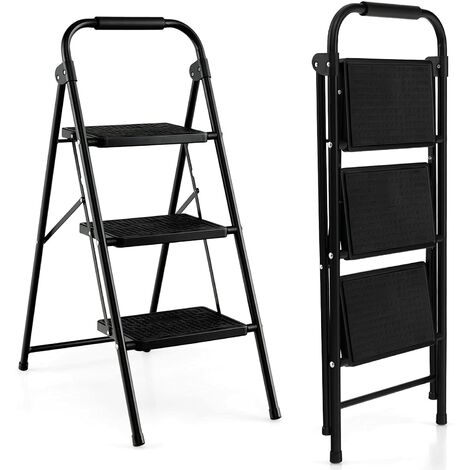 Costway – Escabeau pliant 3 marches – Cadre métallique lourd – Pédales antidérapantes – Dimensions 64 x 39 x 90 cm – Capacité 150 kg – Pour espaces confinés