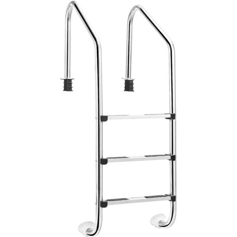 COSTWAY Escalera para Piscina con 3 Peldaños Escalera Antideslizante de Acero Inoxidable Capacidad Carga hasta 150 kg,53 x 63 x 147 centímetros