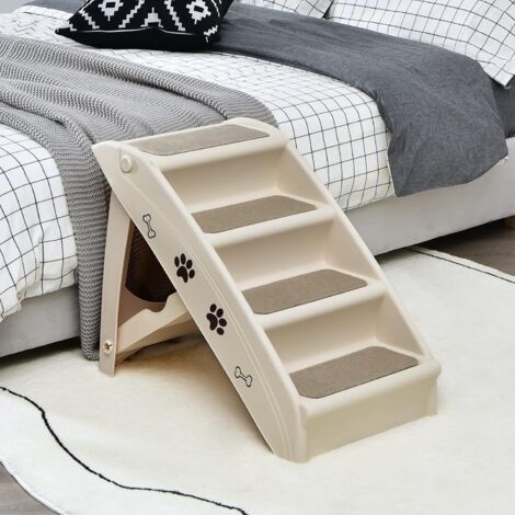 Costway – Escalier pliant pour chien à 4 marches – Plastique léger – Charge 60 kg – Dimensions 64 x 39 x 49 cm – Feutre doux antidérapant