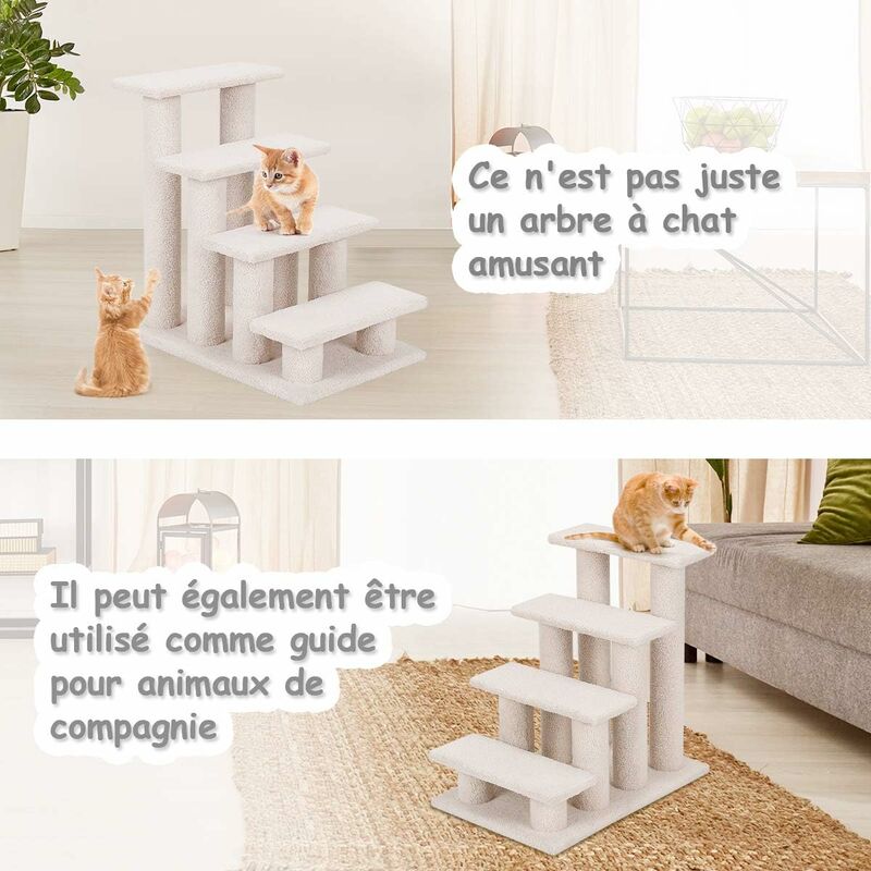 Costway Escalier Pour Chat Escalier Animal Marches Grimpeur Pour Chat Centre D Activites Chat 60 5 X 40 X 60 Cm Beige 4 Etages En Cachemire Ps7174