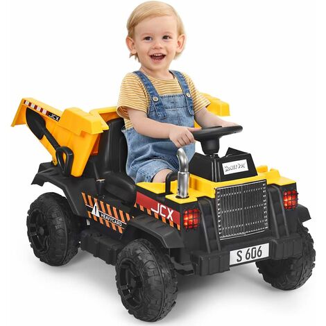 COSTWAY Escavatore Elettrico Trattore Cavalcabile per Bambini, Veicolo Elettrico con Telecomando, Velocità 5km/h, +3 Anni